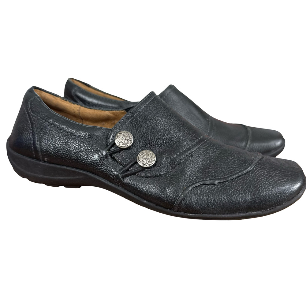 Naturalizer First Black Pebbled Slip On Comfort Shoes Flats Loafers Black sz 8